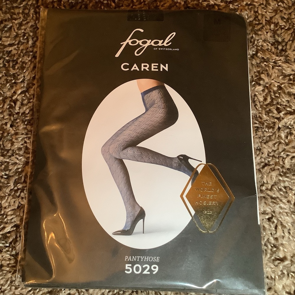 Fogal Caren fine knitted net pantyhose, style 5029, color noir (black), size: M